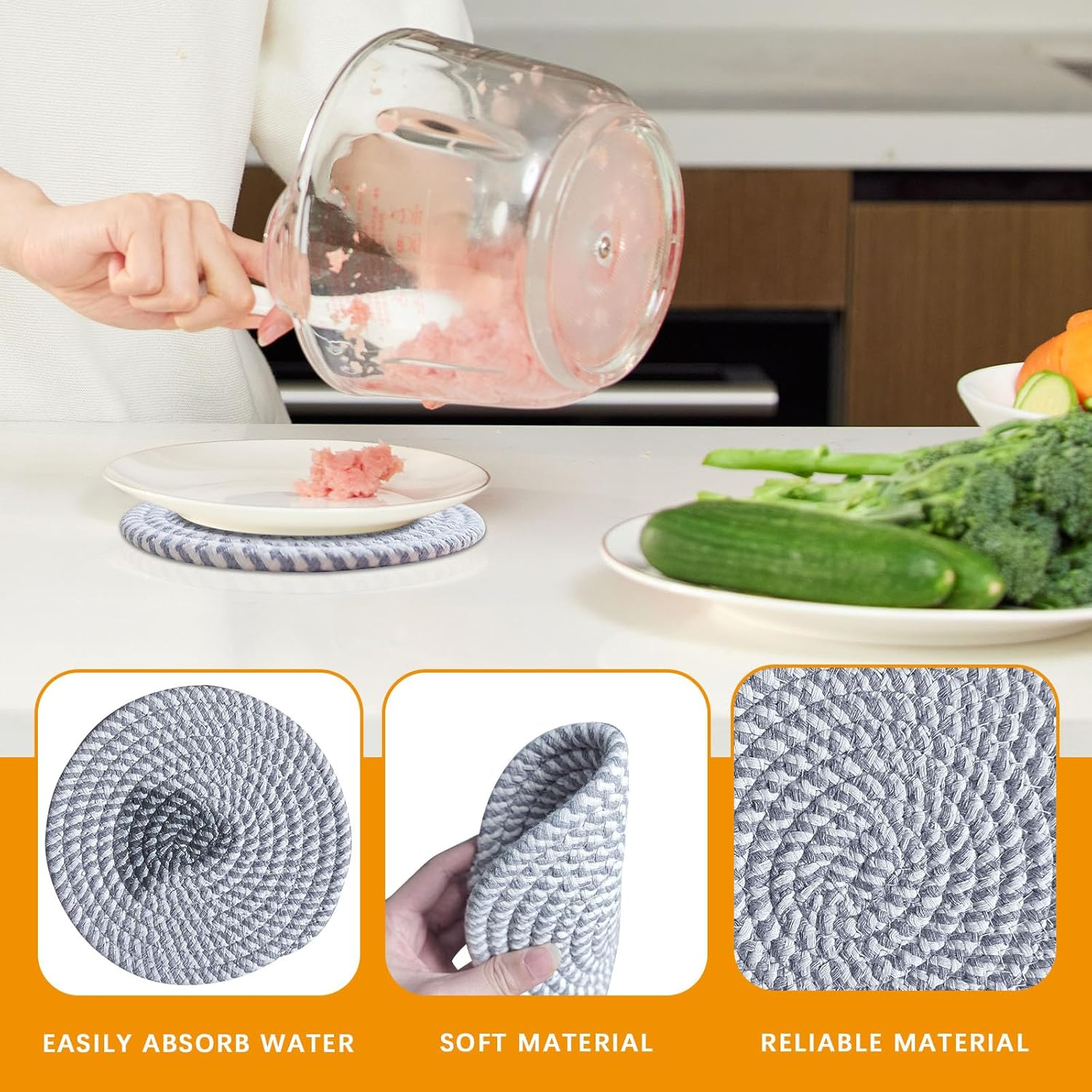 8 PCS Pot Holders for Kitchen, Hot Plate Mats for Kitchen Countertops，Table, Home Essentials, Farmhouse Decor image number 5