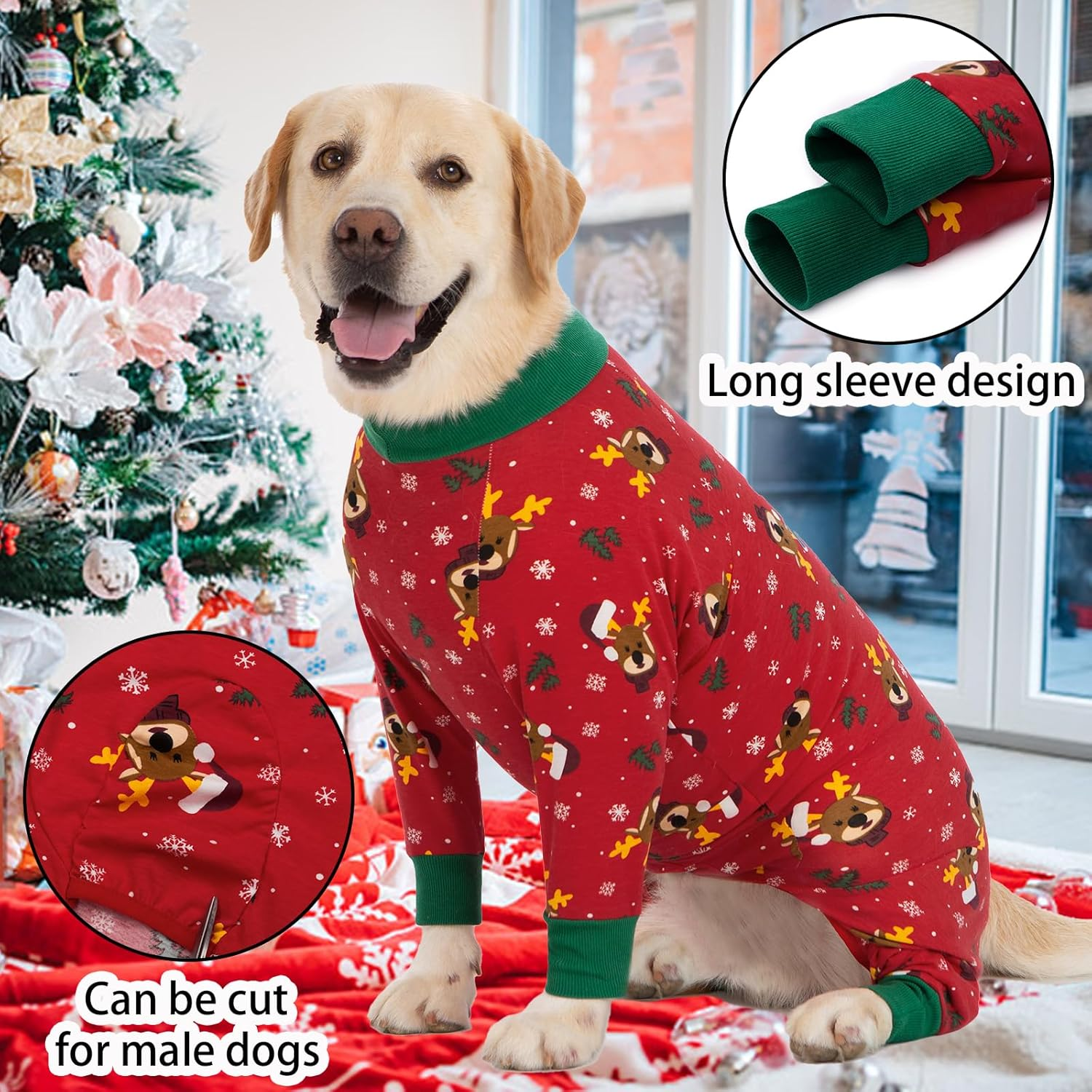 Axcimond Dog Body after Surgery Dog Onesie Dog Body Castration/Male Surgical Body Dog Recovery Suit for Dogs after Surgery Long Sleeve Wound Protection Suits Alternative to Collar for Dogs