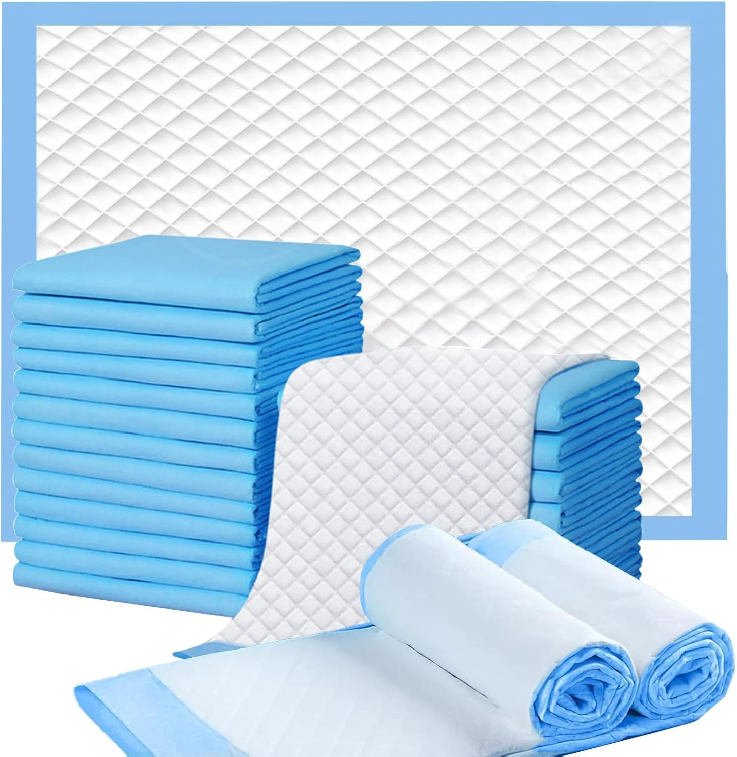 Yazoni 50 Pack Incontinence Bed Pads, Leak-Proof Puppy Pad Bulk, Absorbent Underpads for Bed Wetting, Adult Diaper Mats, Pet Supplies, Large 60 X 90Cm Protective Bed Covers for Kids, Elderly, Puppy image number 2