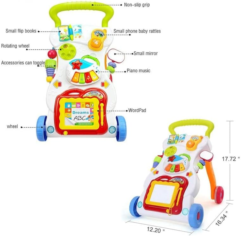 Musical Baby Push Walker Multi-Functional Steps Assistant Toddler Learning Activity image number 1