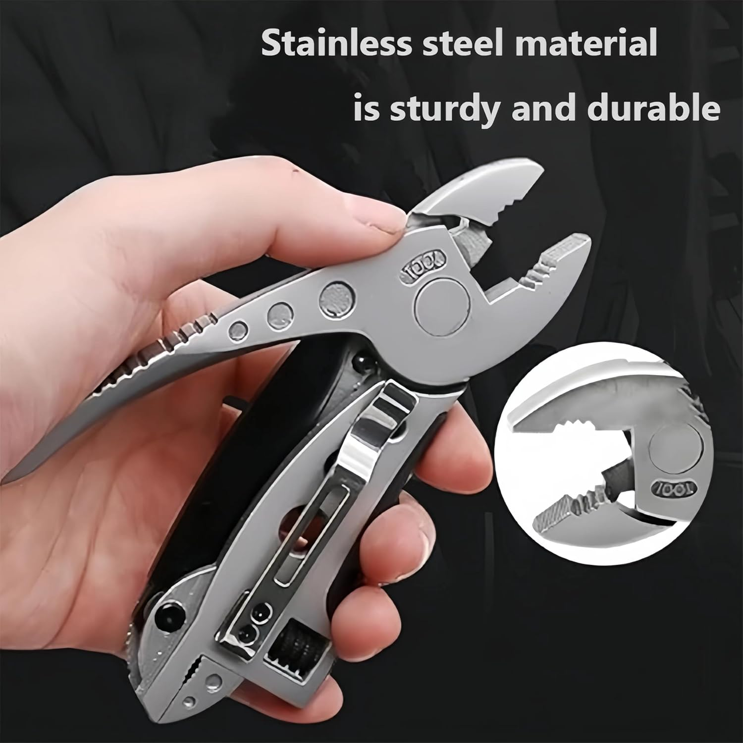 Adjustable Wrench Multitool,Multitool Camping Multi Tool Plier Screwdriver Bits Pliers Survival Emergency Gear Assembly Be Used for Outdoor,Survival,Camping, Hunting and Hiking (Silvery)