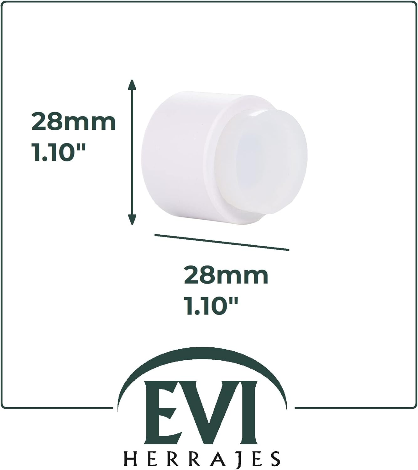 EVI Herrajes Adhesive Door Stop for Wall | 28 X 28 Mm | White Rubber | Stainless Steel | White Lacquered | Includes Plug + Screw | Mod. I-198/28-TPM-BL image number 2