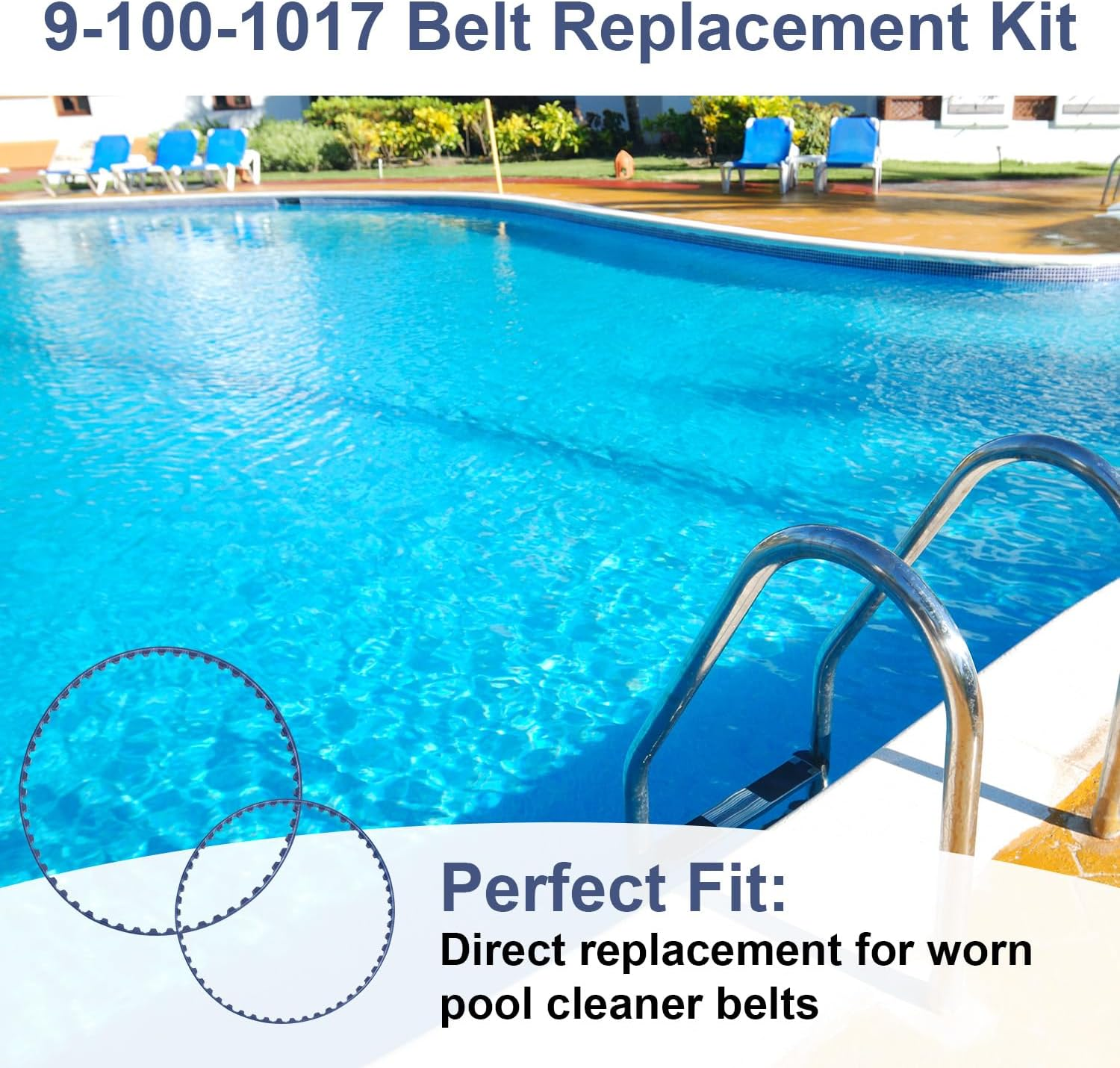 2Pcs Pool Cleaner Belt Replacement for Polaris 360 380, Polyurethane 9-100-1017 Small and Large Pool Cleaner Belt Replacement Kit Compatible with Polaris 360 380