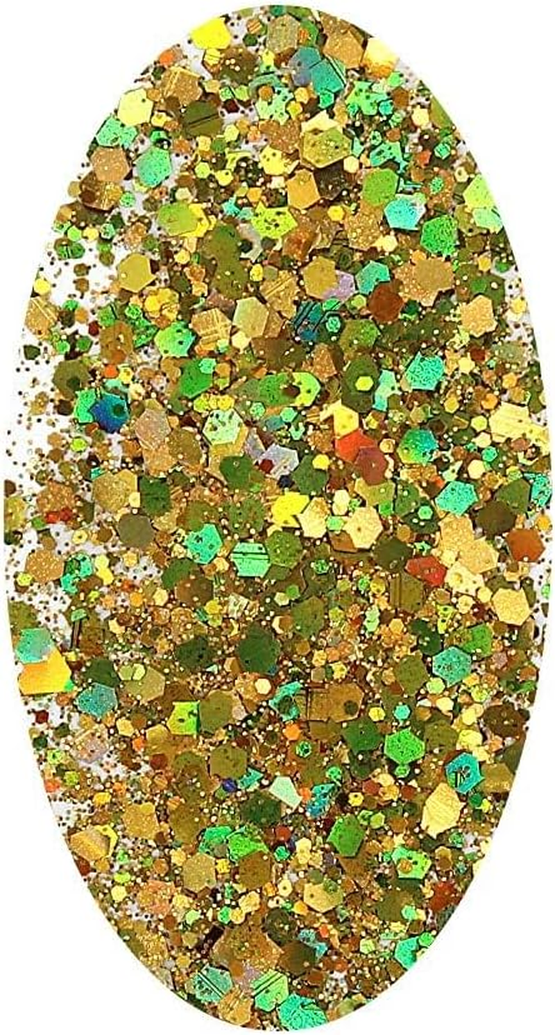Estanoite Holographic Chunky Glitter 100G, Resin Glitter for Craft, Cosmetic Nail Glitter, Mixed Glitter for Epoxy Arts, Body, Face, Nail, Chunky Glitter for Tumblers (Gold) - Gold image number 2
