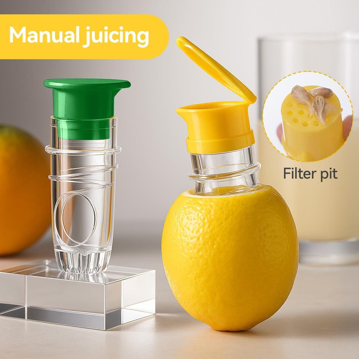 Proxima Direct Lemon Squeezer, 2 Pack Lemon Juicer Press, Portable Orange Squeezer Screw Top Lemon Press with Built-In Filter Hand Citrus Juicer image number 2