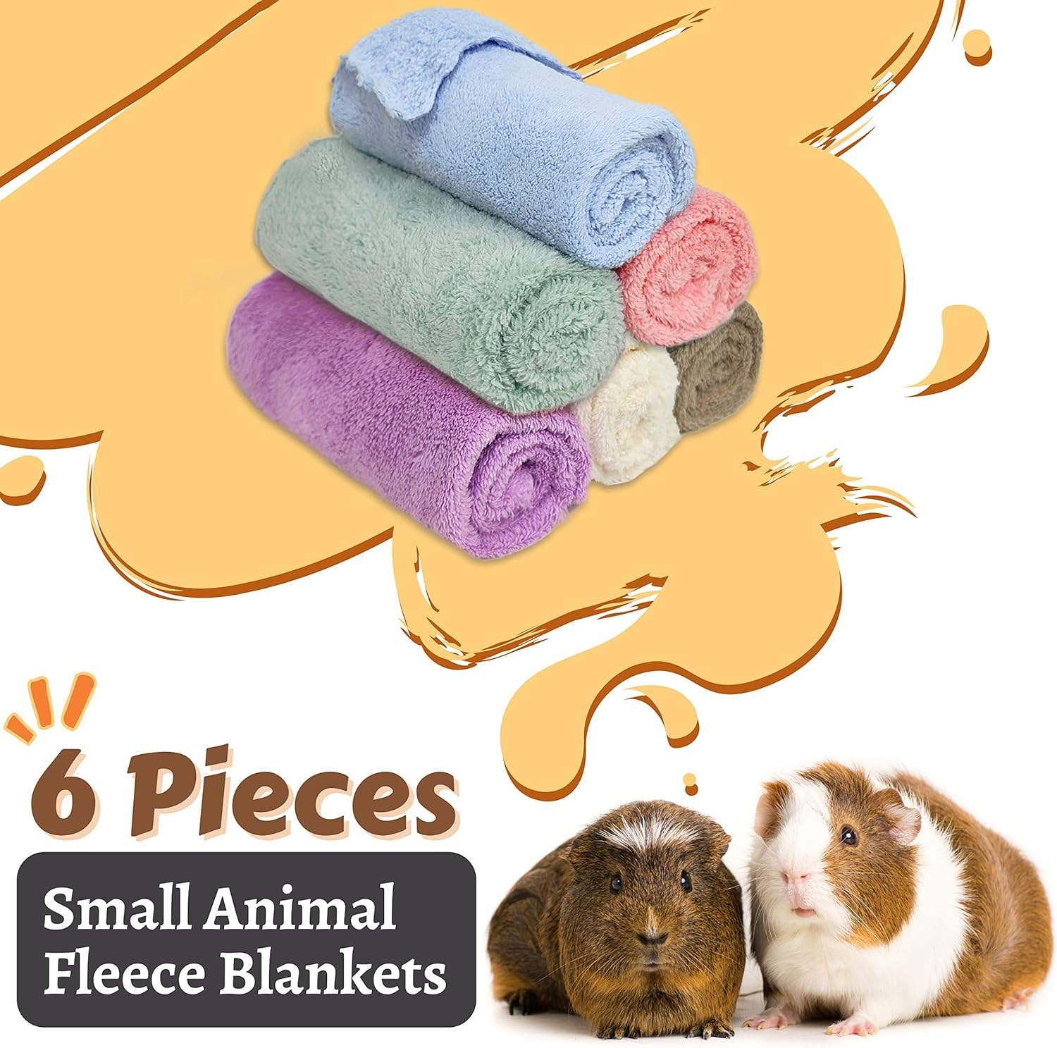 6 Pcs Guinea Pig Blankets Small Animal Fleece Bedding Washable Cage Liner Ultra Soft Hedgehog Pad Sleep Mat Ferret Beds Cage Accessories for Rat image number 2