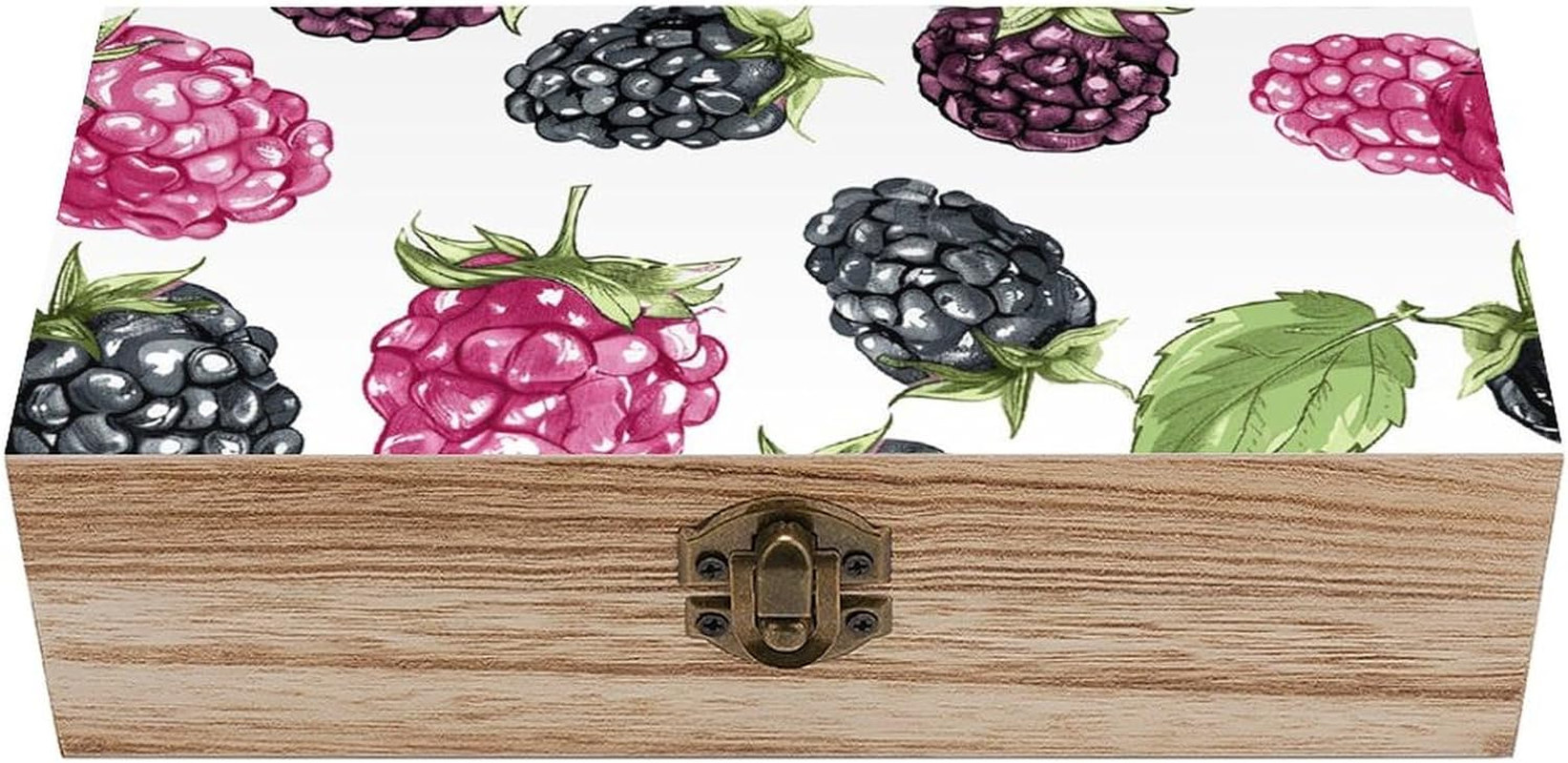 Blackberry Fruit Wooden Box Wood Wedding Keepsake Boxes with Lids Small Decorative Boxes Lightweight Wooden Memory Storage Box for Crafts Keepsakes Jewelry Photo Letter Storage image number 6