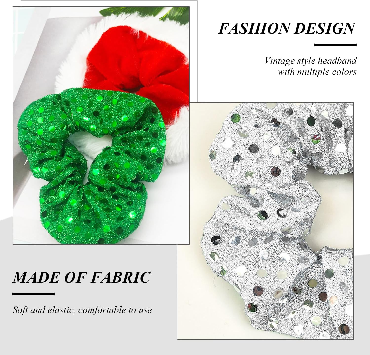 Pack of 4 Retro Hair Bobbles and 4 Pieces Black Hair Bobbles Party Hair Bobbles Cute Hair Bobbles Hair Accessories Elastic Hair Bobbles image number 3