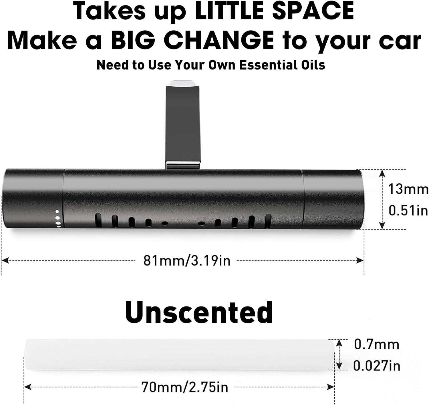 2 Packs Custom Car Vent Clip Cylindrical Essential Oil Car Diffuser Vent Clip with 12 Refill Sticks for Car,Office，Kitchen，Bathroom, Pet Houses image number 4