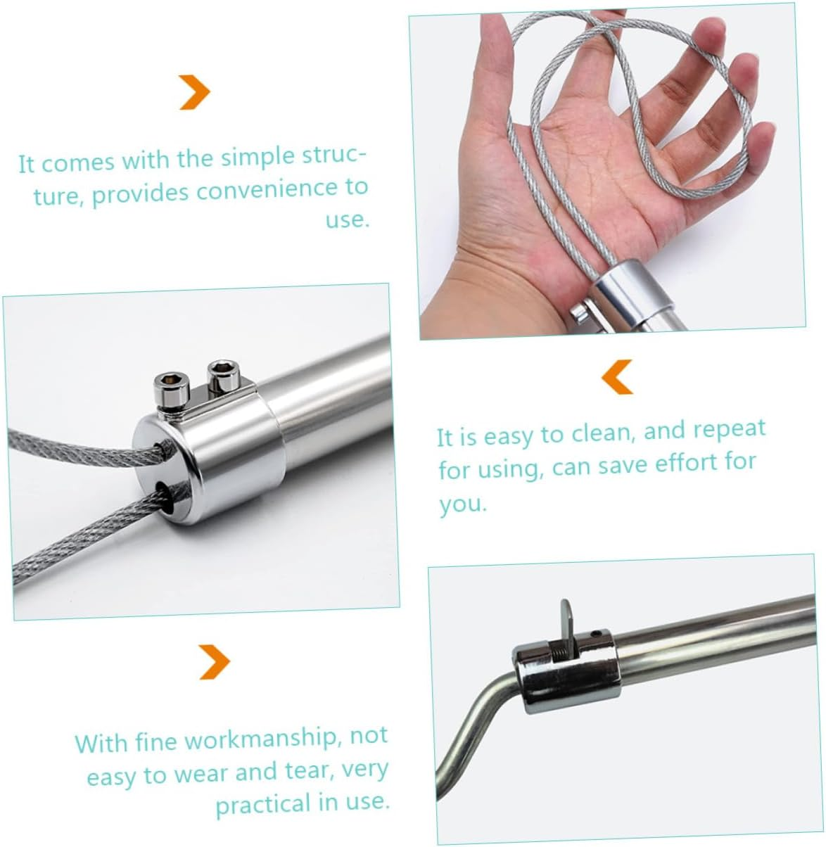 Portable Stainless Steel Pig Catch Pole Farm Supply with Reinforced Rope Lock Convenient Lightweight Livestock Handling Tool for Easy Animal image number 3