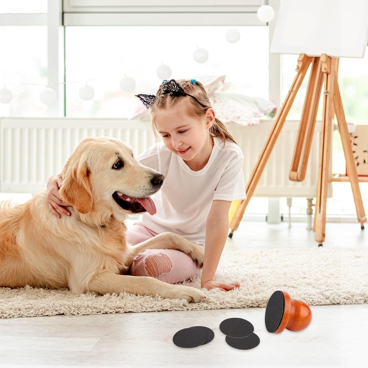 Wooden Dog Nail File with Replaceable Filing Discs, 1Pc Wooden Dog Nail Scraper Dog Scratch Pad with 7Pcs Sandpapers and 1Pc Cleaning Brush,Wooden Dog Nail Scratch Board Dog Nail Grinder, Brown - Black image number 6