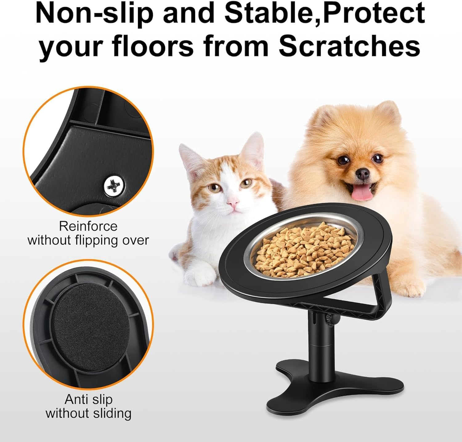 Adjustable Raised Cat Food Bowl - Tilted Design for Cats - PRENDIEEN Elevated Cat Food Water Bowl for Improved Digestion and Comfort (1-Pack) image number 3