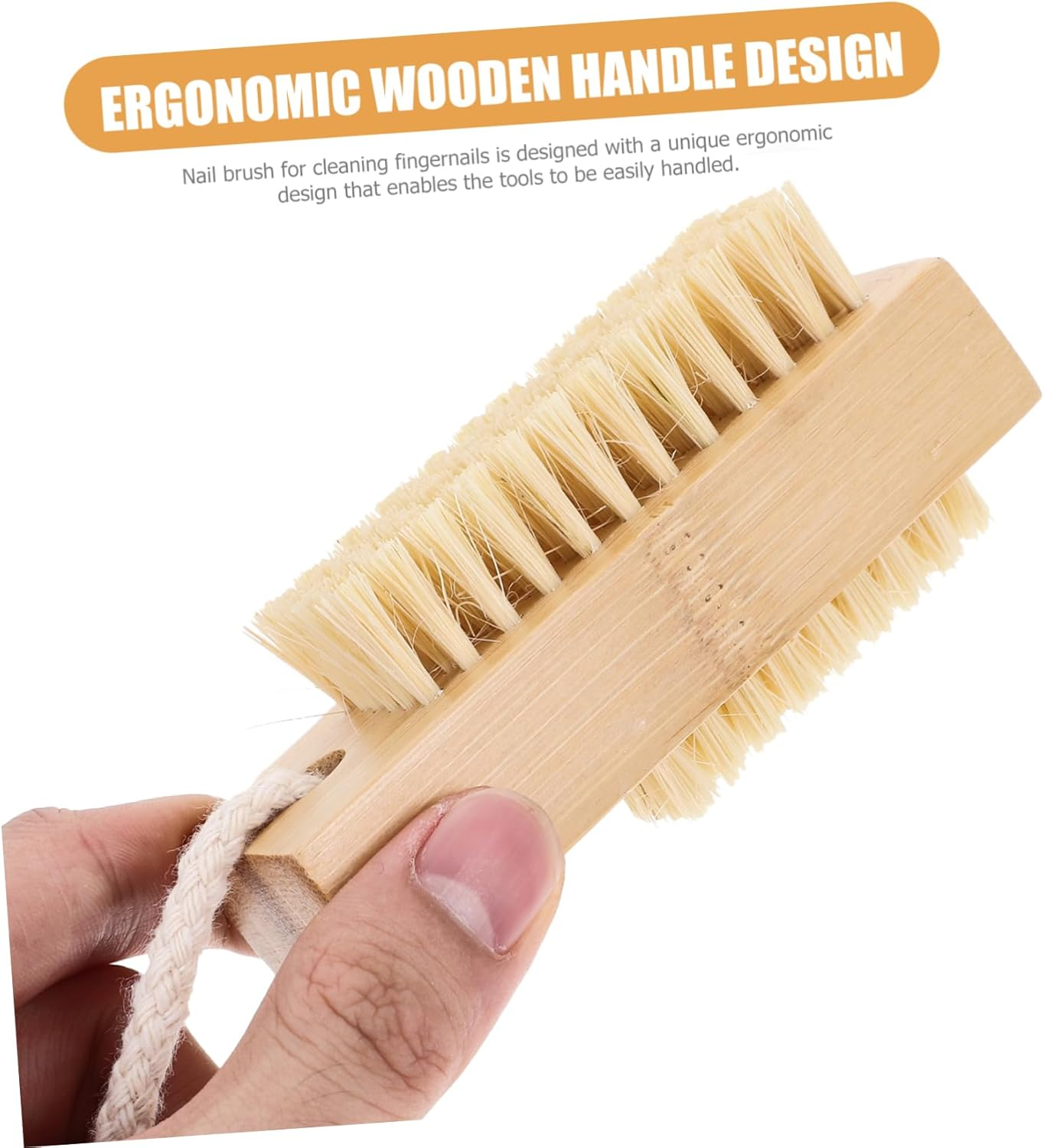NULYLU 2Pcs Heavy Duty Bamboo Sisal Nail Brush for Fingernails Cleaning Professional Nail Scrubber