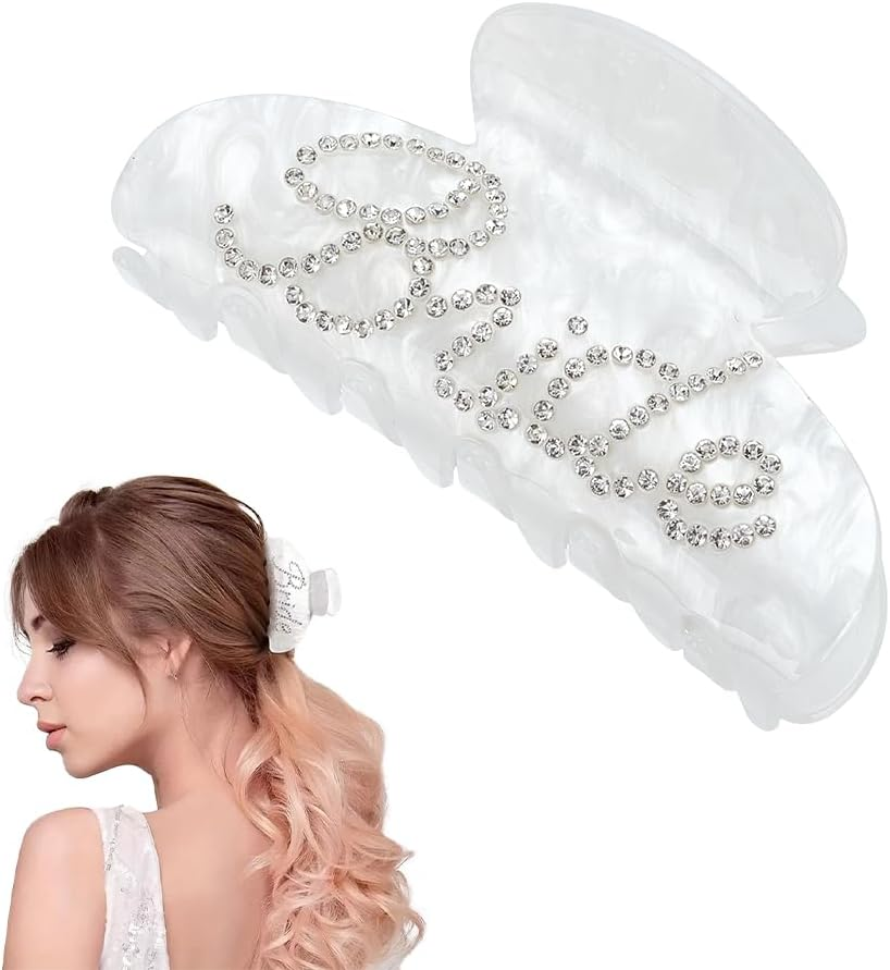 WADORN Acrylic Hair Clip with Rhinestones Snow White Hair Clips for Women Bride Logo 9.45 Cm for Weddings Bridal Showers Party Decorations Hen Night Bridesmaid Gifts image number 4