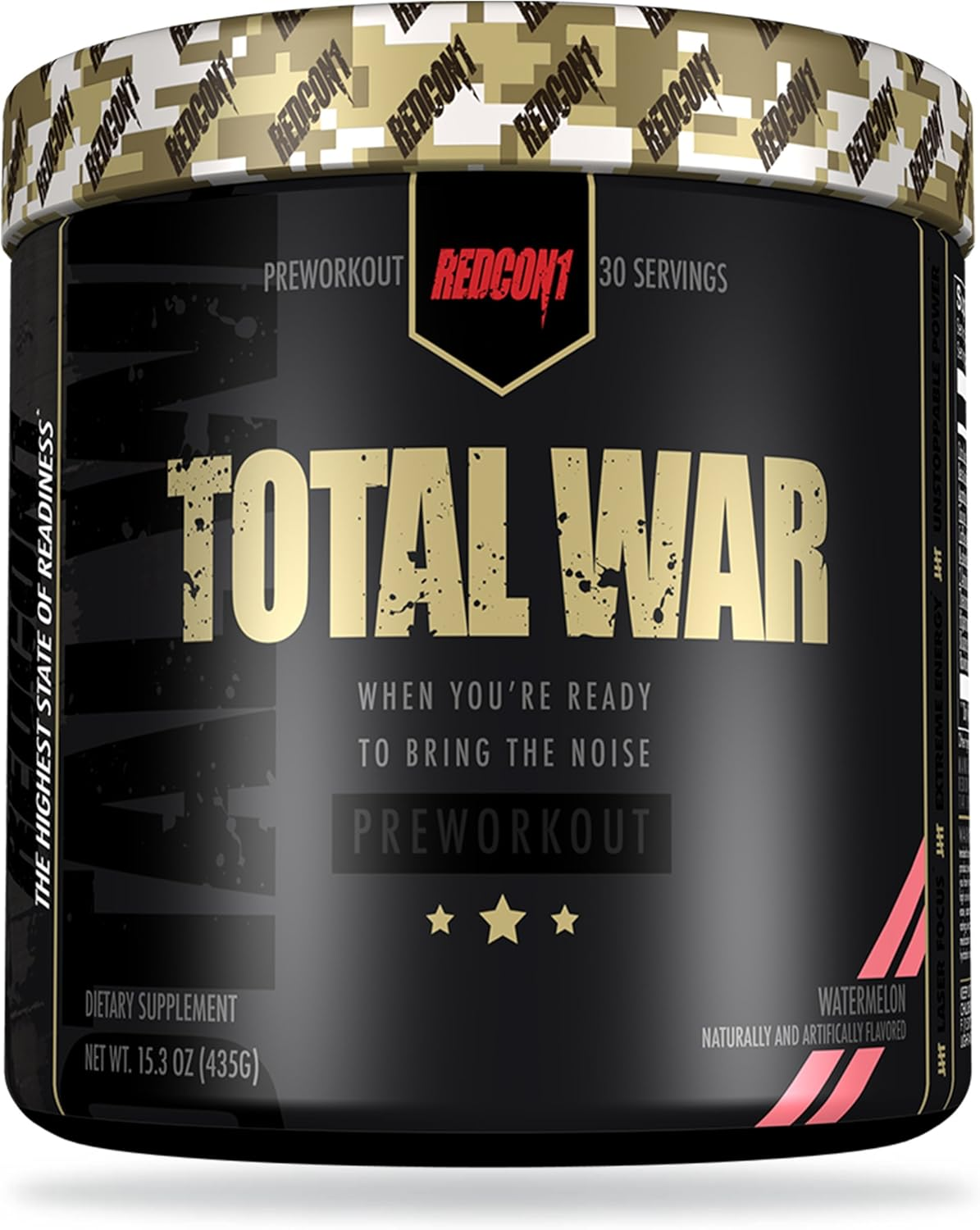 Redcon1 Total War - Pre Workout, 30 Servings, Boost Energy, Increase Endurance and Focus, Beta-Alanine, Caffeine (Watermelon) image number 3