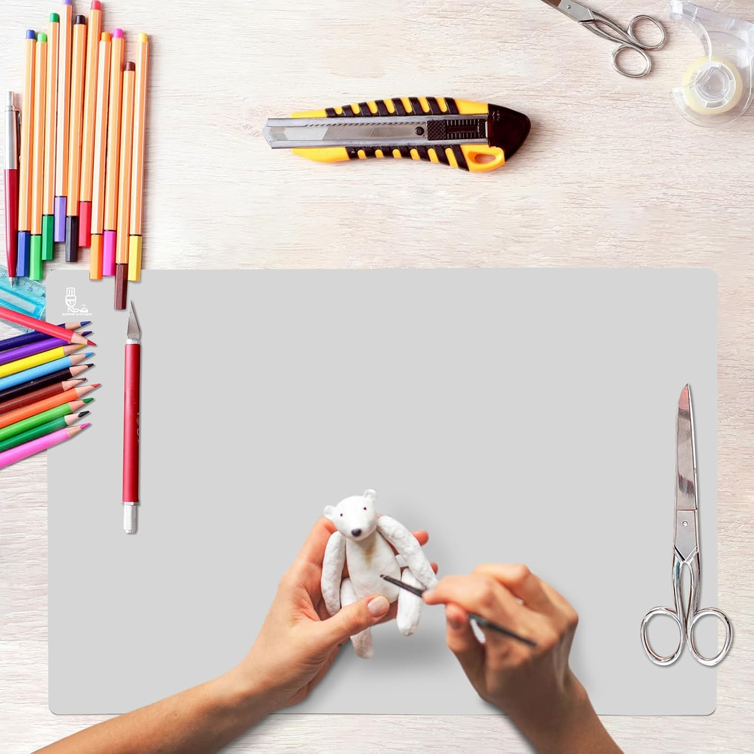 Super Kitchen Extra Large Multipurpose Silicone Nonstick Baking Mat, Pastry Mat, Heat Resistant Nonskid Table Mat, Countertop Protector, 23.4'' by 15.6''(Cool Gray) - Gray image number 5