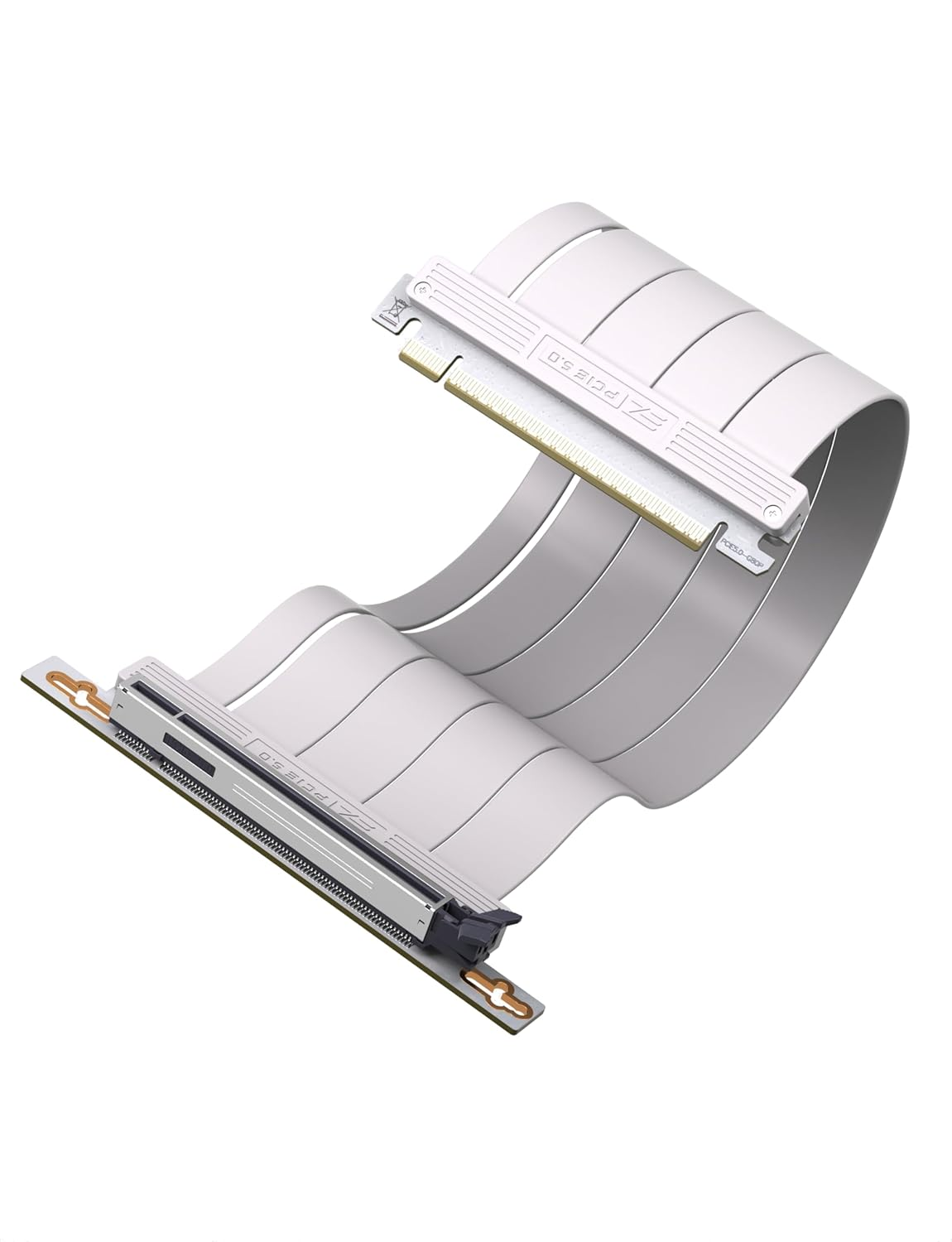 EZDIY-FAB Pcie 5.0 X16 Riser Cable,128Gb/S Bandwidth, for RTX 50/40 & RX 9000/7000 Gpus, Pcie Extension Card, Backward Compatible with Pcie 4.0/3.0,Vertical GPU Mount,Right Angle-30Cm,White image number 1
