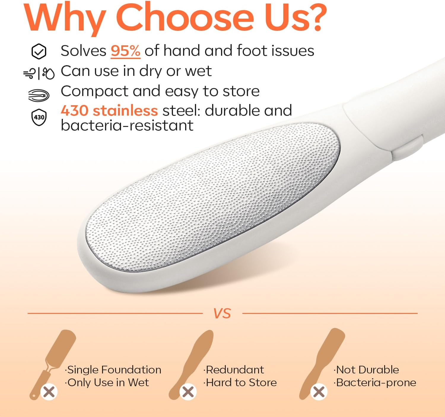 Modelones Mini Foot File Callus Remover, Multifunction 2-In-1 Pedicure Tools for Feet with Double-Sided Foot Rasp, Dead Skin Fork - Safe, Lightweight Foot Sander Perfect for Daily Hand & Foot Care image number 6