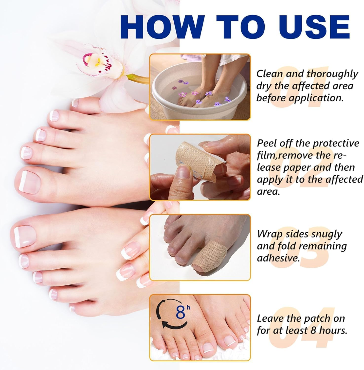 Fungal Nail Patches 32PCS for Toenails Overnight Treatment Damaged Foot Nails Repair Care Safe for Sensitive Skin Easy to Apply image number 1