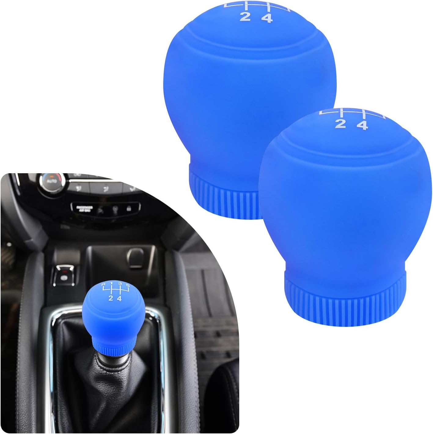 2PCS 5 Speed Car Gear Shift Cover,Anti Slip Silicone Shift Knob Cover Car Decorations Protects Shift Knobs,Universal Manual Shifter Cover Car Accessories Interior (Black)