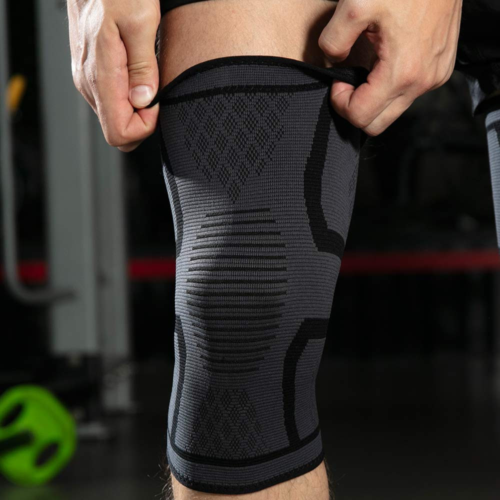 Elastic Knee Support Compression Brace Sleeve for Sports Joint Pain Arthritis (XL (48Cm-55Cm)) image number 2