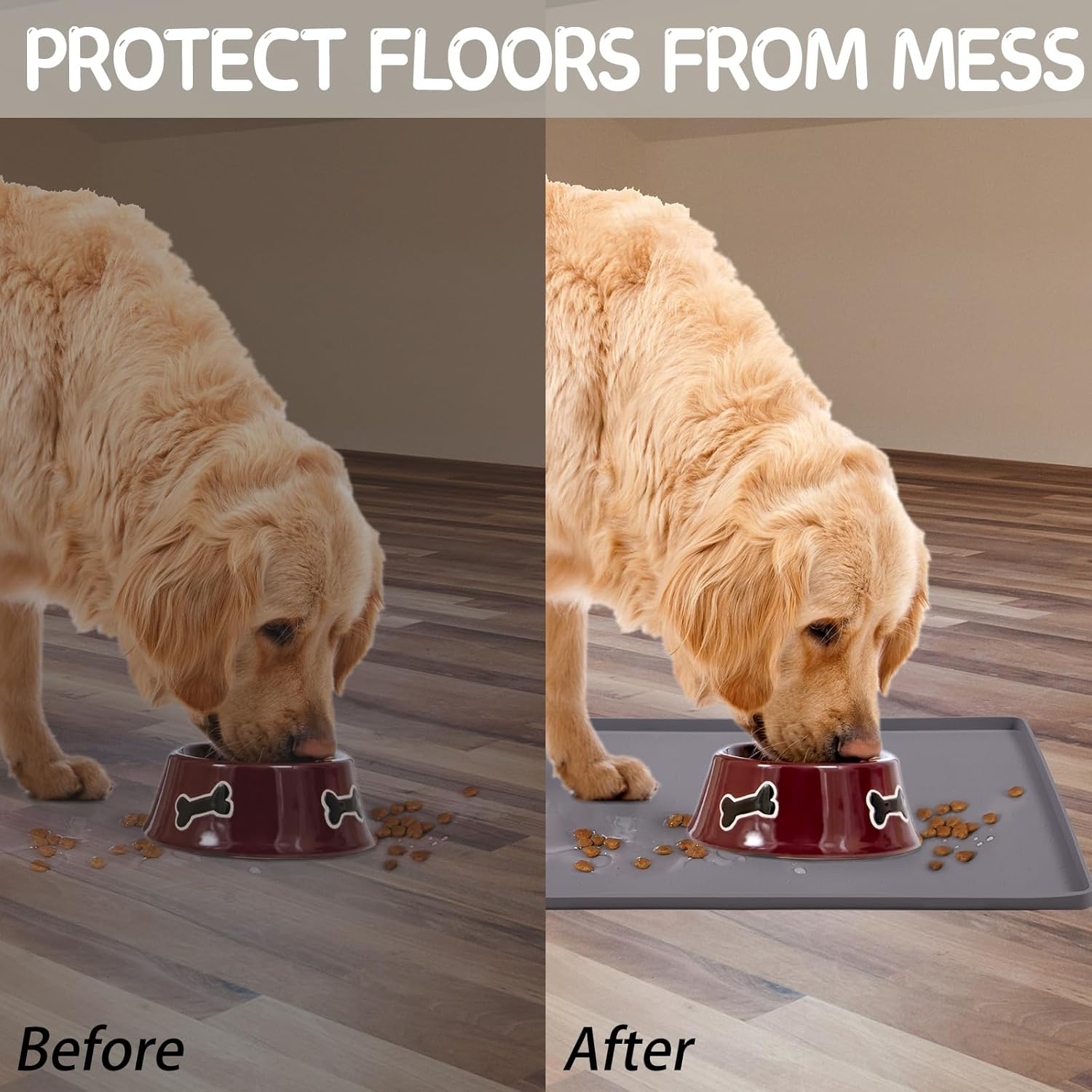 Mateeylife Silicone Cat & Dog Food Mat for Floors Waterproof, Anti-Slip Dog Bowl Mats for Food and Water, Pet Feeding Mats with Lip to Prevent Spills, Pet Placemat for Messy Drinkers to Protect Floors image number 7