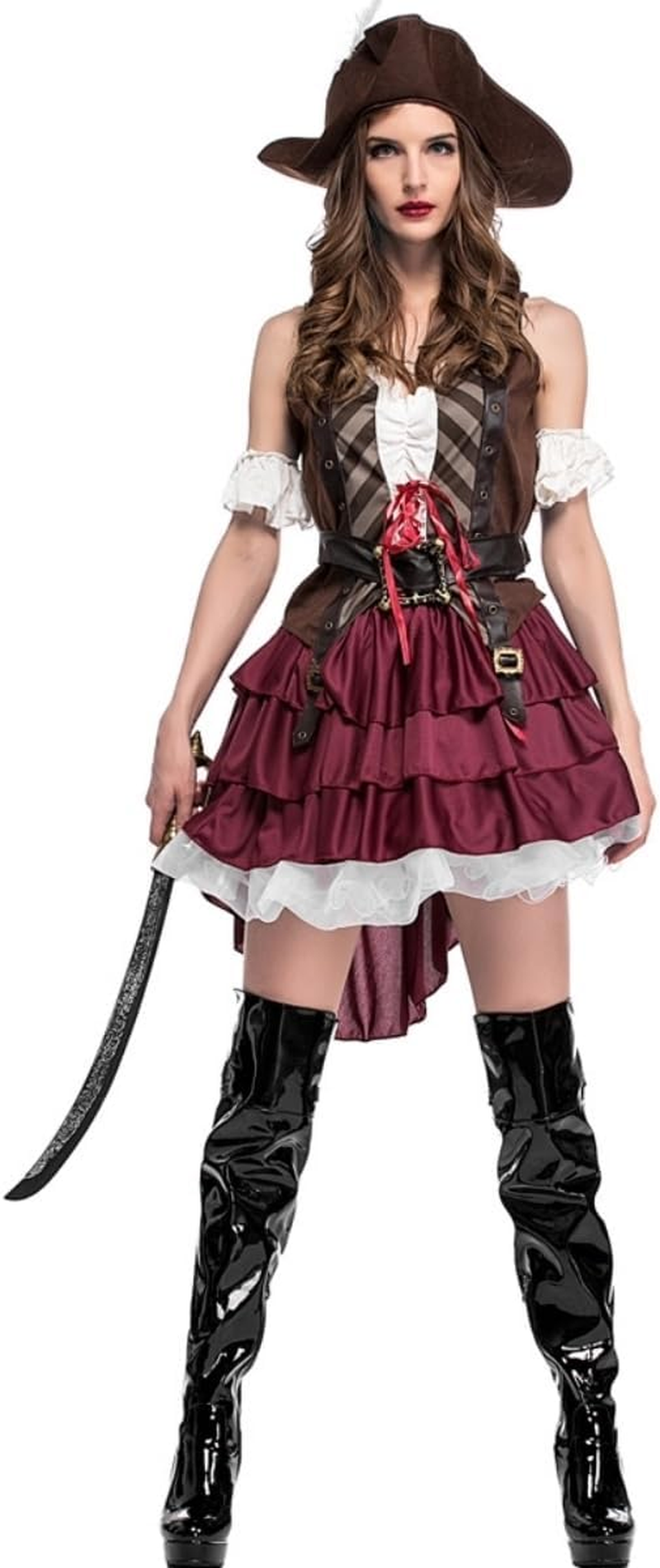 Costume Bay Women'S Sexy Pirate Costume Polyester Adventurous Seas Caribbean Swashbuckler Pirate Outfit Party Halloween Event Masquarade Cold Sultry Dress image number 1