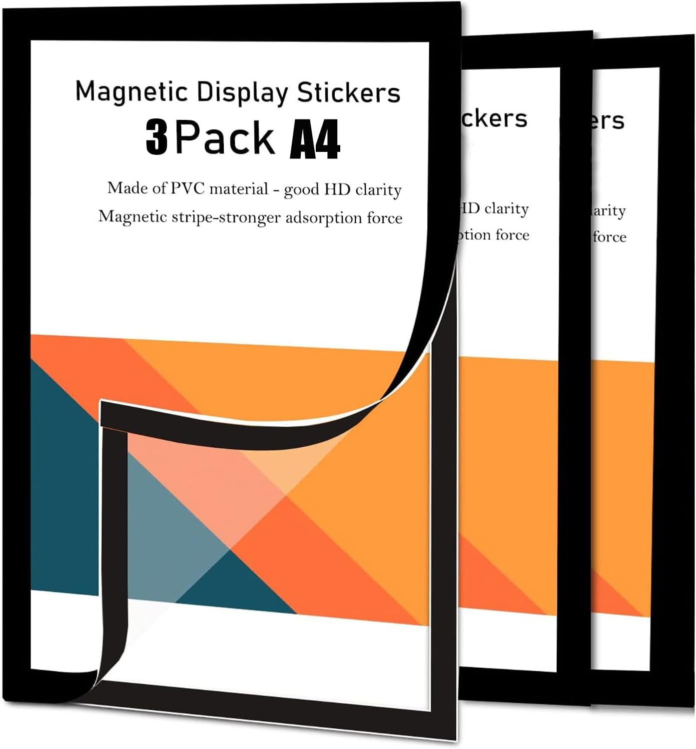 3 Pcs Magnetic Wall Sign Holder A4 Self-Adhesive Plastic Picture Frames Double-Sided Dispaly for Door Window Cupboard Shop Showroom Office Store image number 3