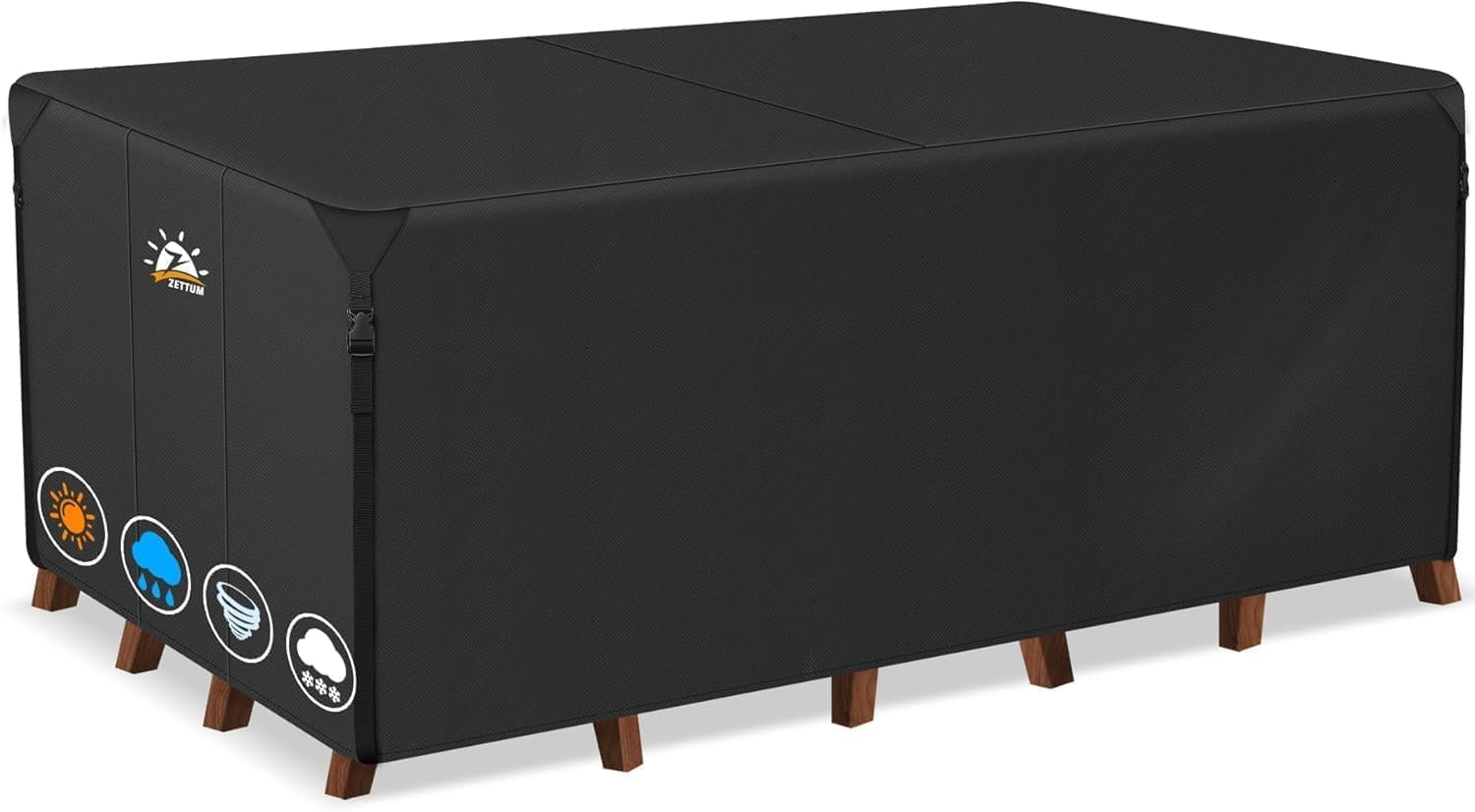 Zettum Patio Furniture Cover Rectangle 280 X 190 X 73 CM - 600D Outdoor Table Cover Waterproof & Heavy Duty, Lawn Furniture Sofa Set Covers for outside Dining Table and Chairs Seating Combo image number 6