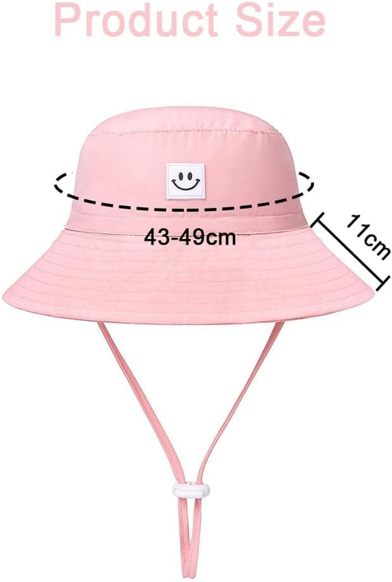 MOTRAIN Baby Sun Hat Smile Face for Boys Girls, Toddler UPF 50+ Sun Protective Bucket Hat, Summer Outdoor Adjustable Beach Cap for 2-6 Years Kids Girl Boy Pink image number 4