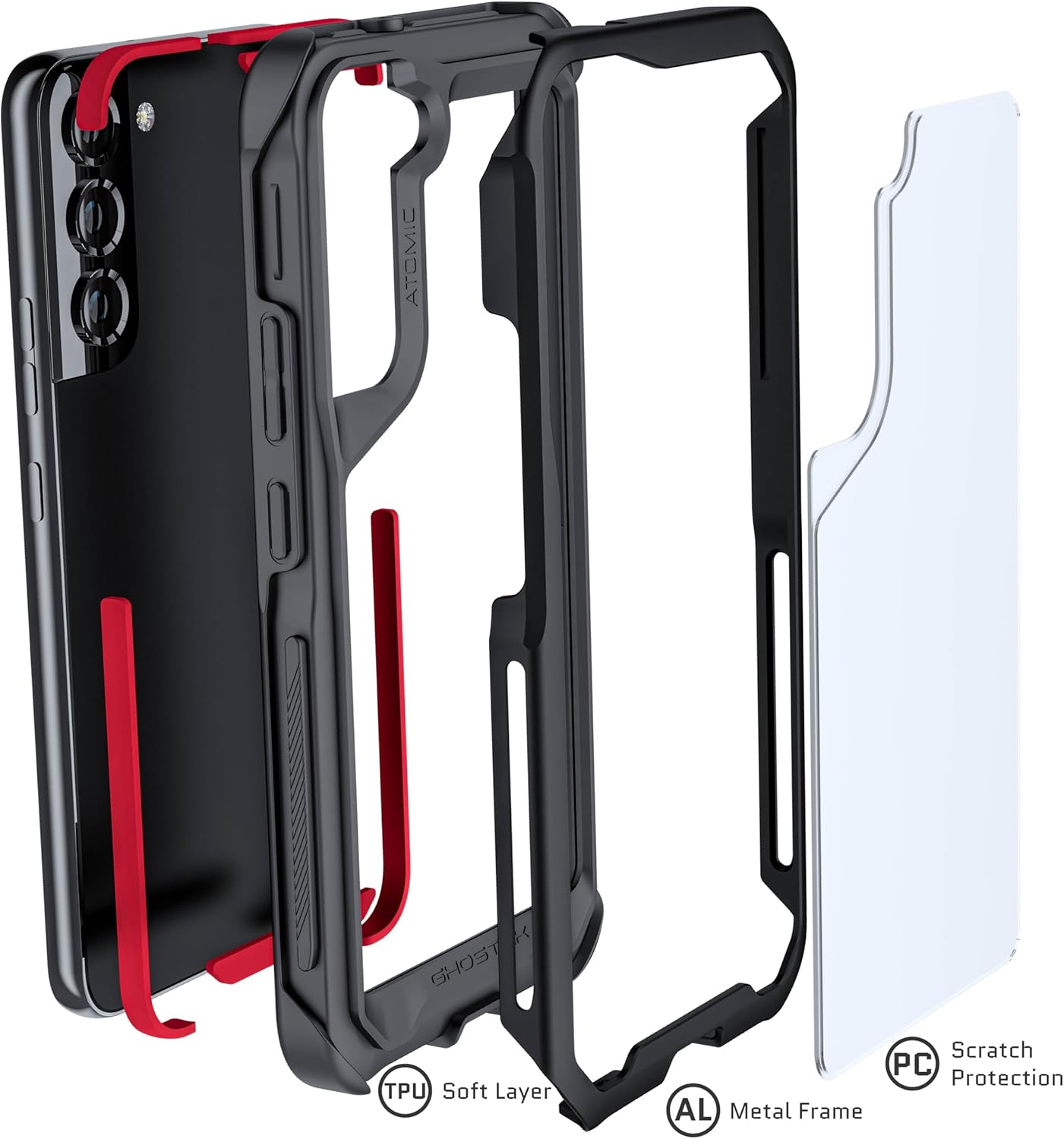 Ghostek ATOMIC Slim S22+ plus Case with Crystal Clear Back and Aluminum Metal Bumper Heavy Duty Protection Wireless Charging Compatible Designed for 2022 Samsung Galaxy S22+ plus 5G (6.6 Inch) (Black) image number 6