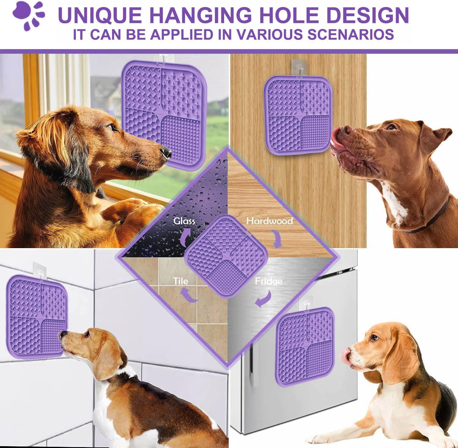 Azyh 2 PCS Licking Mat for Dogs & Cats with Suction Cups, Dog Slow Feeder Lick Pat for Anxiety Relief, Dog Toys Feeding Mat for Butter Yogurt Peanut, Pets Bathing Grooming Training Mat (7.9''*7.9'') image number 4