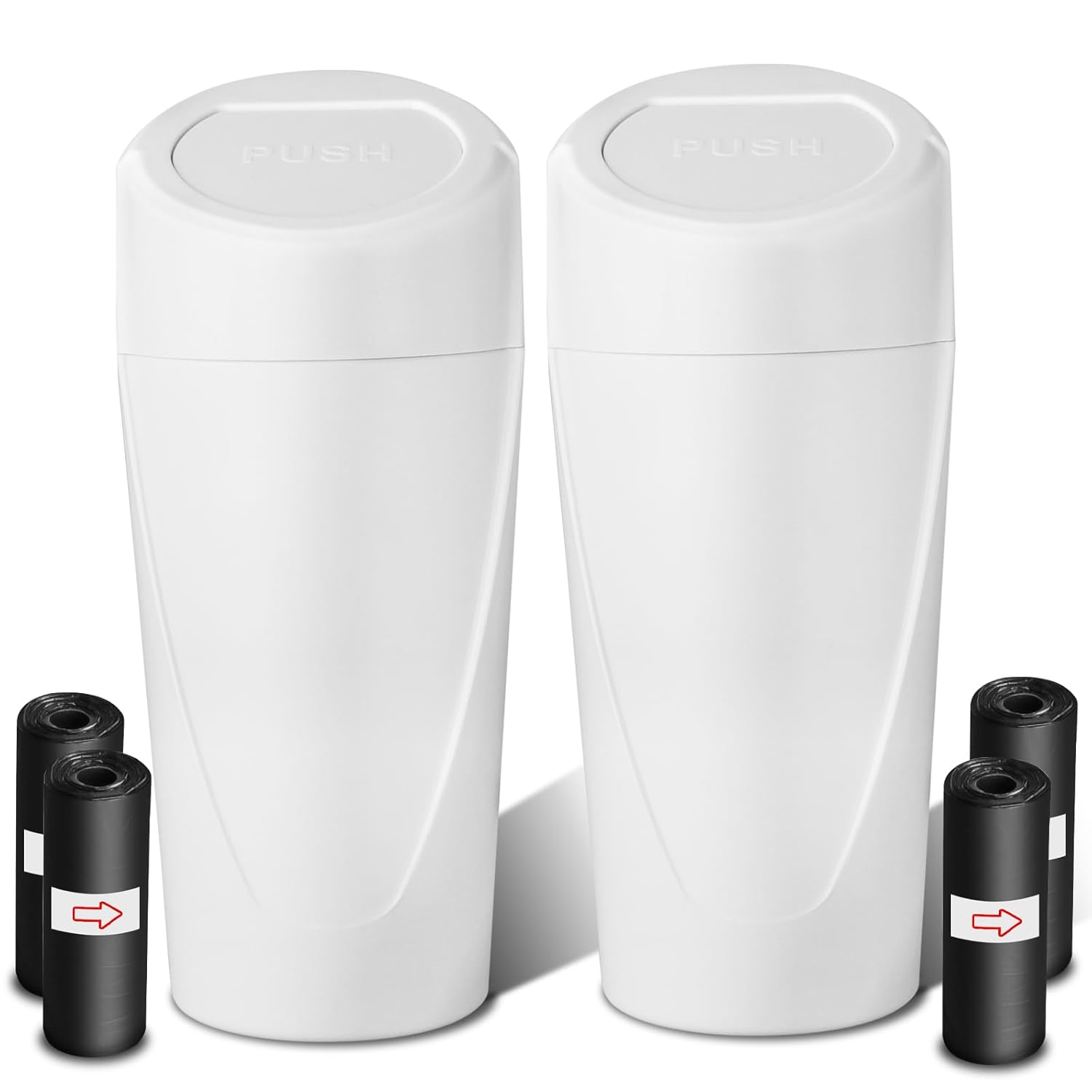 Car Trash Can with Lid, Leakproof Garbage Can with 40 Attached Trash Bags, Mini Essential Car Accessories for Interior, SUV, Home, Office (Sakura Pink)