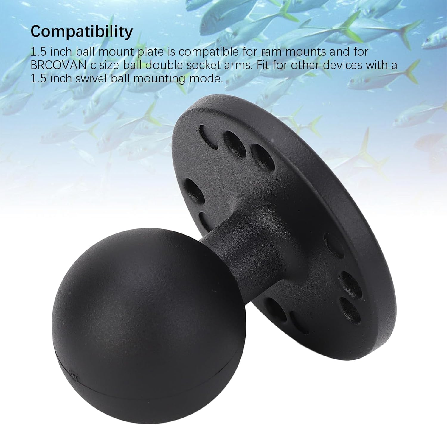 1.5 Inch Ball Mount with round AMPS Hole Plate Aluminium Alloy for RAM Mounts C Ball Double Base Arm image number 4