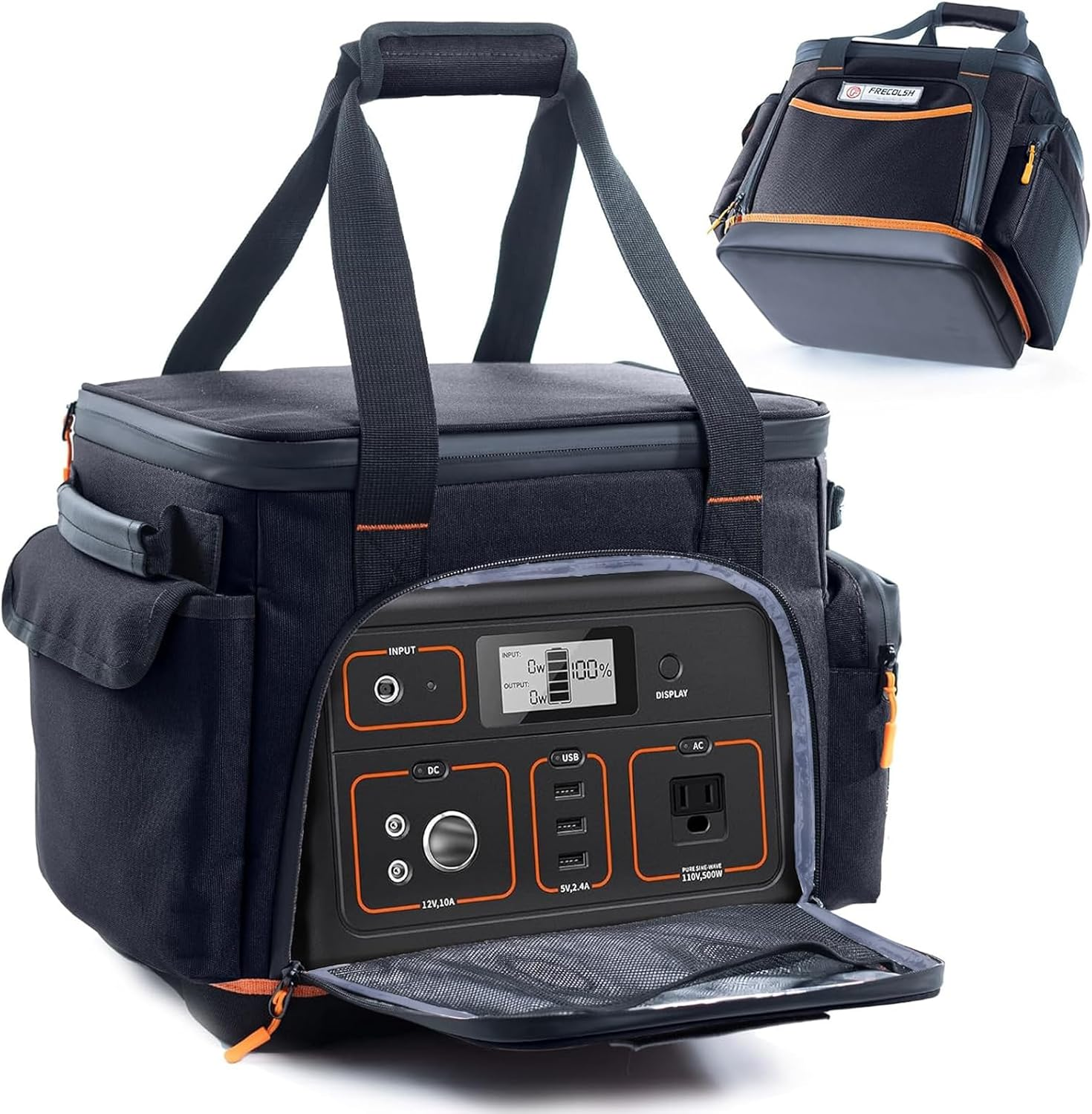 Travel Carrying Case Compatible with Jackery Explorer 300/240/160, Portable Power Station Storage Case with Water- Proof Bottom and Front Pockets for Jackery Accessories Solar Generator