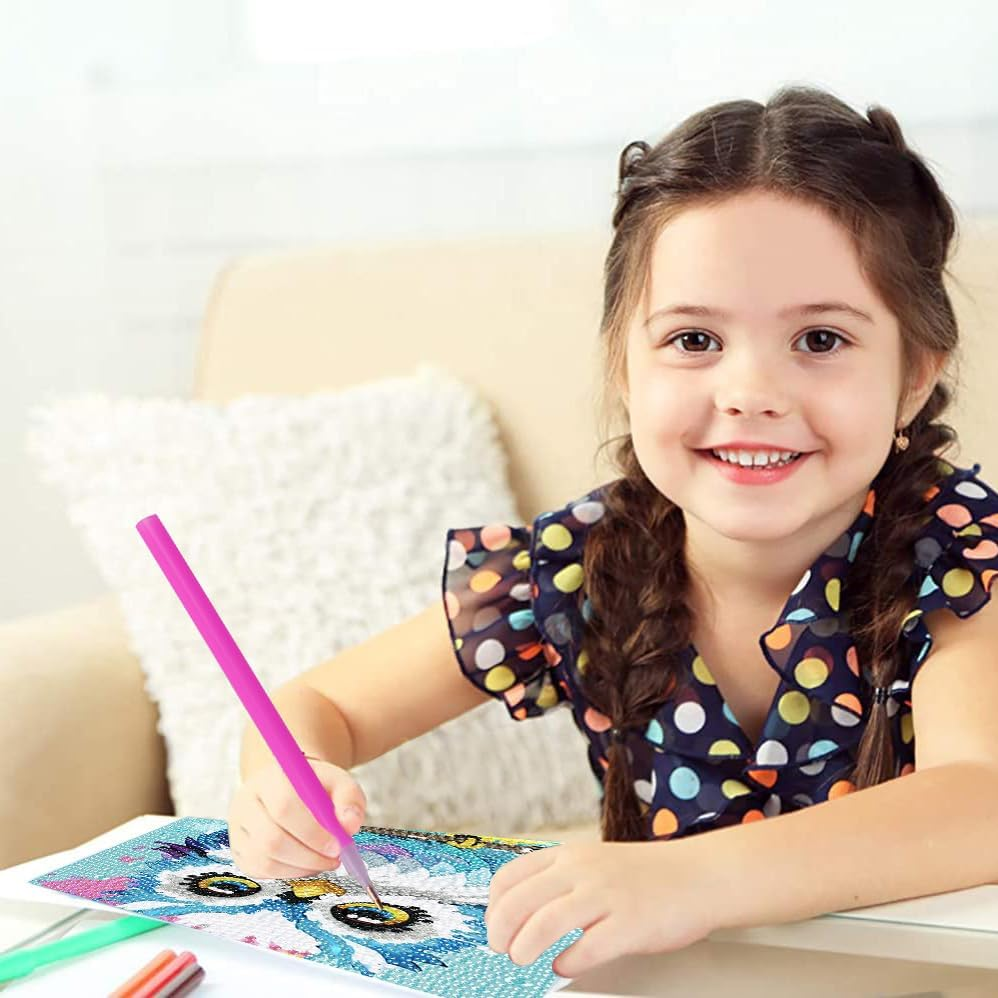 4 Packs 5D Cartoon Diamond Art Kits for Kids, Cute Animals DIY Diamond Arts Mosaic Kits for Adults Beginner, Full round Drill Gem Art for Home Wall Decor Kids Present 6X6 Inch image number 5