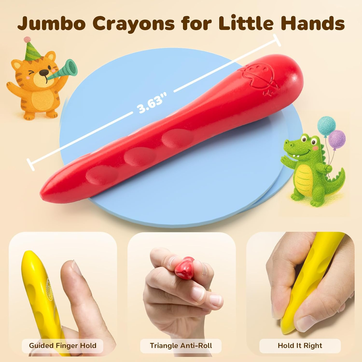 12 Colors Crayons for Kids Ages 4-8 with Coloring Book & Bonus Stickers, Non-Toxic & Washable Triangle Crayons for Toddlers 1-3, for Art Supplies and Ideal Gifts for Kids image number 2