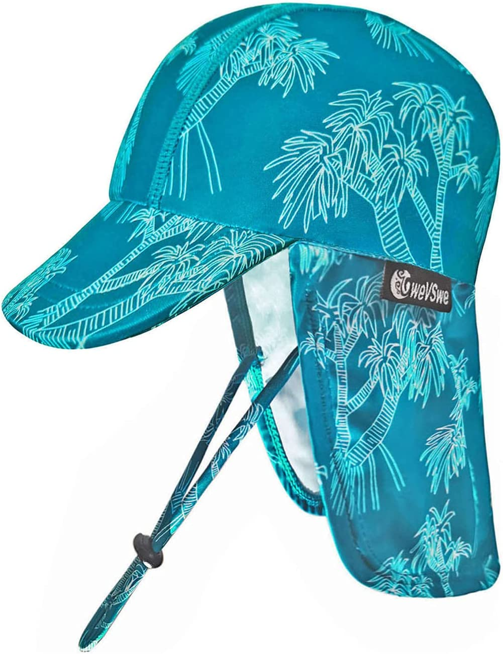 Wevswe Baby Toddler Sun Hat UPF 50+ Swim Cap Flap Neck Protection Adjustable Chin Straps UV Sun Protection Hats