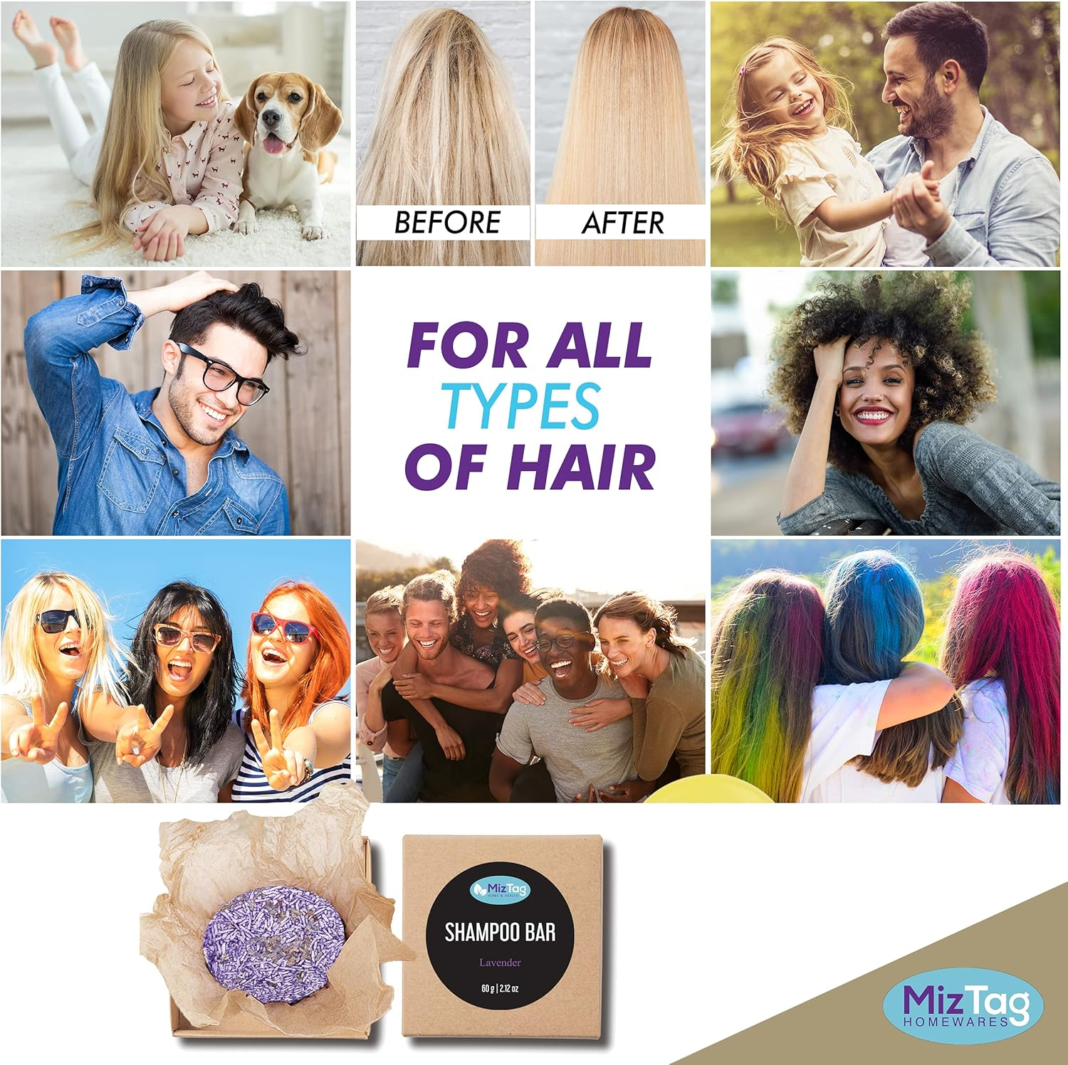 Shampoo Bar for Hair - Solid Natural Soap for All Hair Types - Zero Waste Packaging - Vegan Travel Essential image number 1