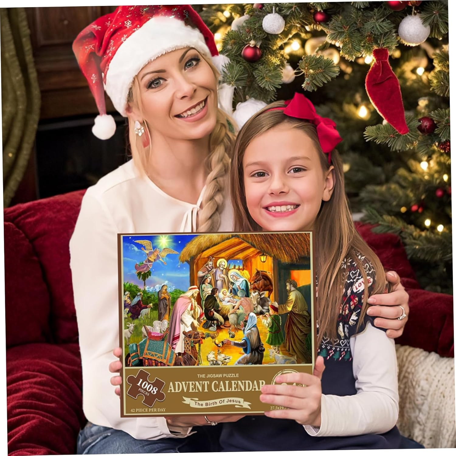 Christmas Advent Calendar 2024, 1008 Pieces Jigsaw Puzzle, 24 Days the Birth of Jesus Christmas Countdown Calendar, Advent Calendar Puzzle for Adult Kids image number 4