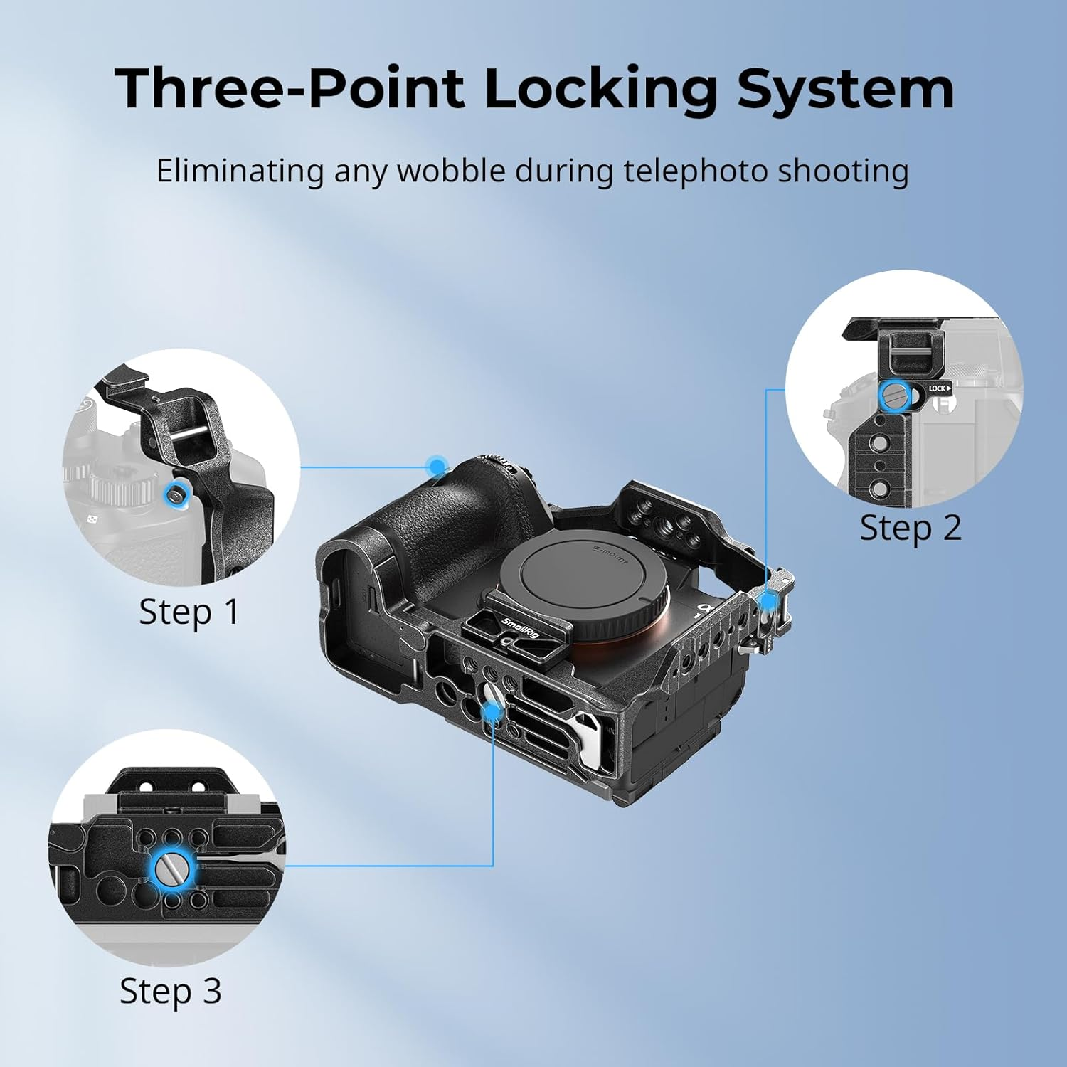 Smallrig Normal Cage for Sony Alpha 1 Ii/Alpha 9 III, Built-In Teleconverter Support and Quick Release Plate for Arca, Ultimate Stability with Three-Point Locking for Wildlife Photographers image number 2