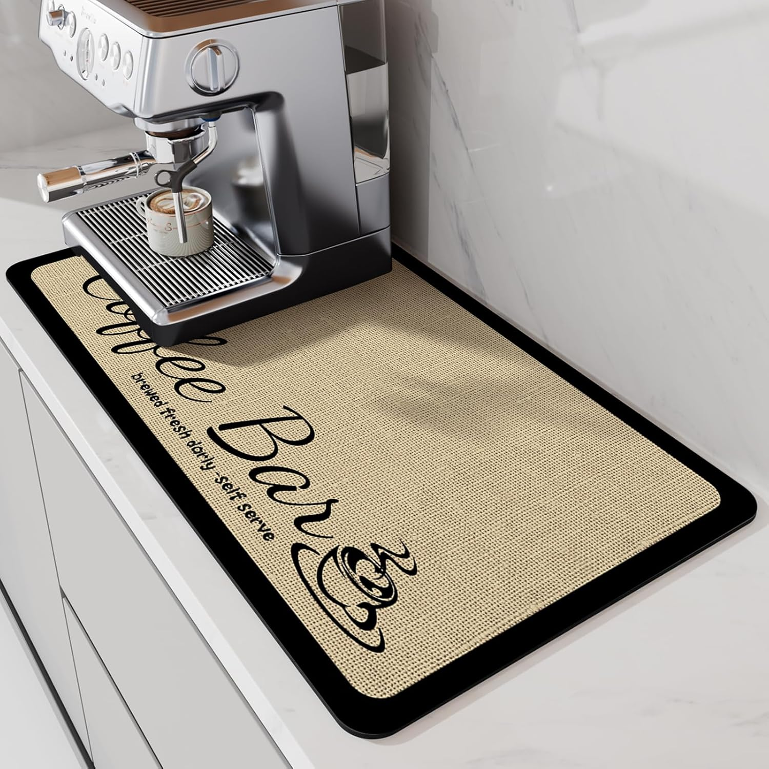 LIMNUO Coffee Mat Super Absorbent Dish Drying Mat Coffee Bar Accessories Match with Coffee Maker Coffee Machine Coffee Pot Large Drying Mats for Kitchen Counter (30X50Cm) image number 2
