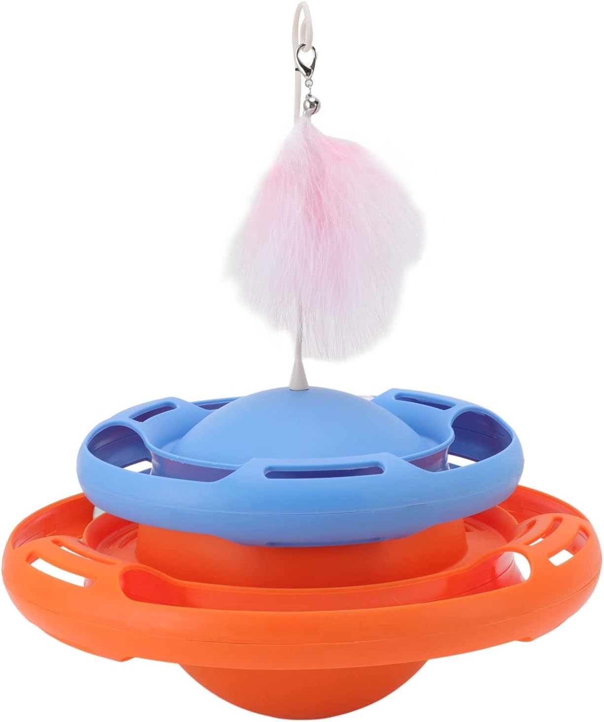 Cat Turntable Toys, Multifunctional Puzzle Interactive Cat Roller Tracks Ball with Cat Teasing Stick, round Base Cat Roller Toy Non Tumbling Function Scratching Cat Toys for Cats