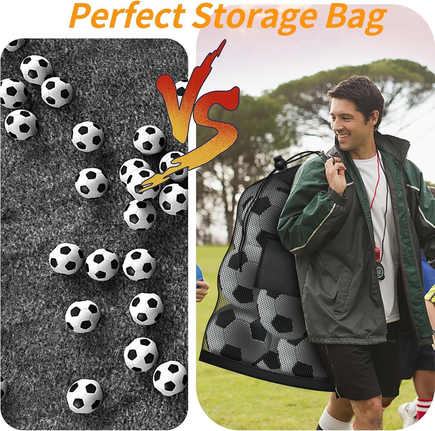 Limcryspp Extra Large Mesh Ball Bag，Mesh Soccer Team Bag, Drawstring Sports Equipment Storage Bag, Suitable for Basketball, Beach Cloth, and Swimming Equipment, Portable Storage Bag