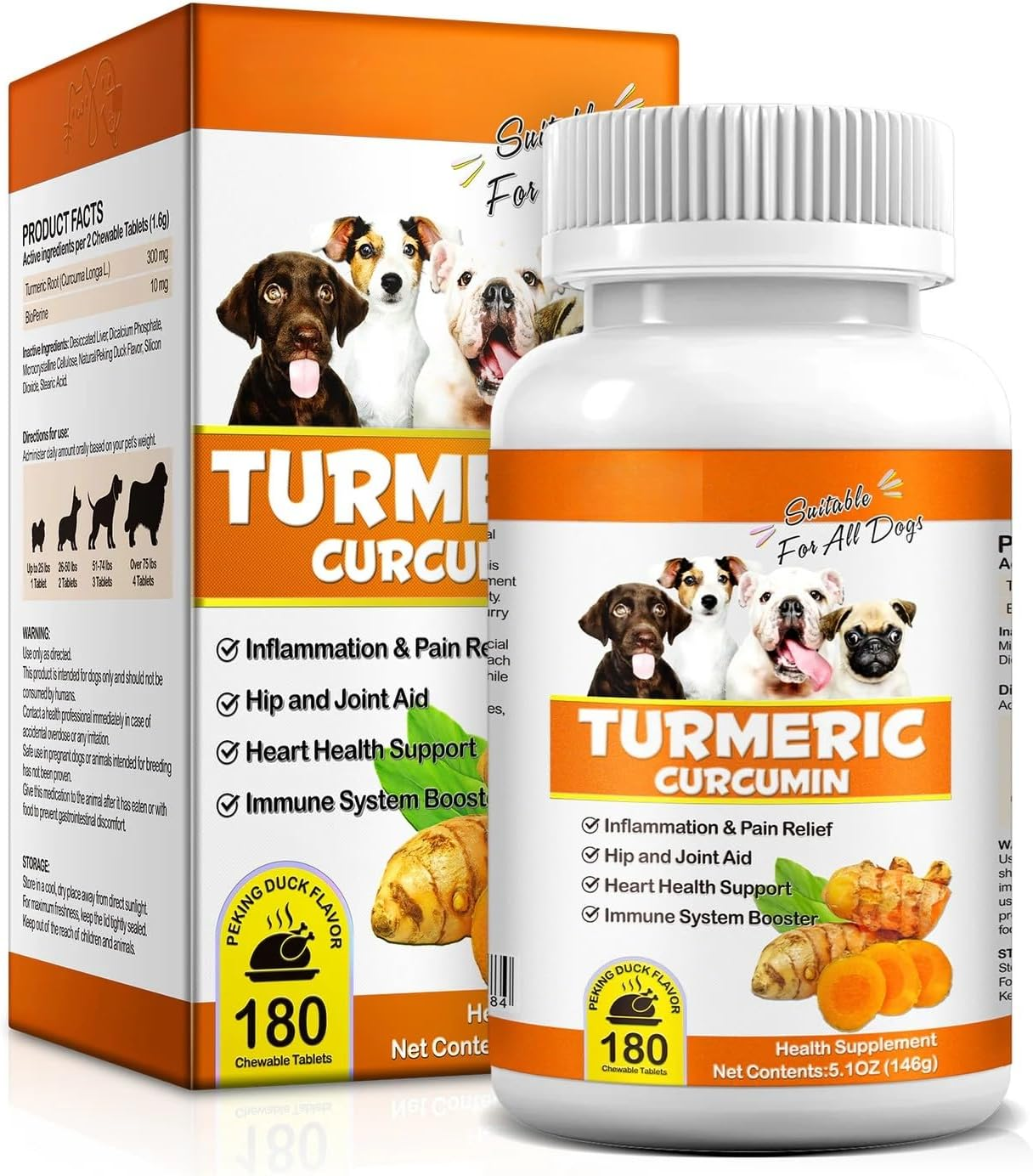 Turmeric & Curcumin Chewable Tablets for Dogs | Supports Joint, Digestive, Heart, and Liver Health | Natural Anti-Inflammatory & Antioxidant | 180 Tablets image number 6