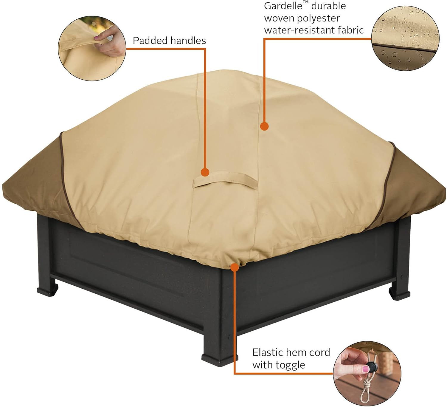 Classic Accessories Veranda Water-Resistant 40 Inch Square Fire Pit Cover, Outdoor Firepit Cover image number 5