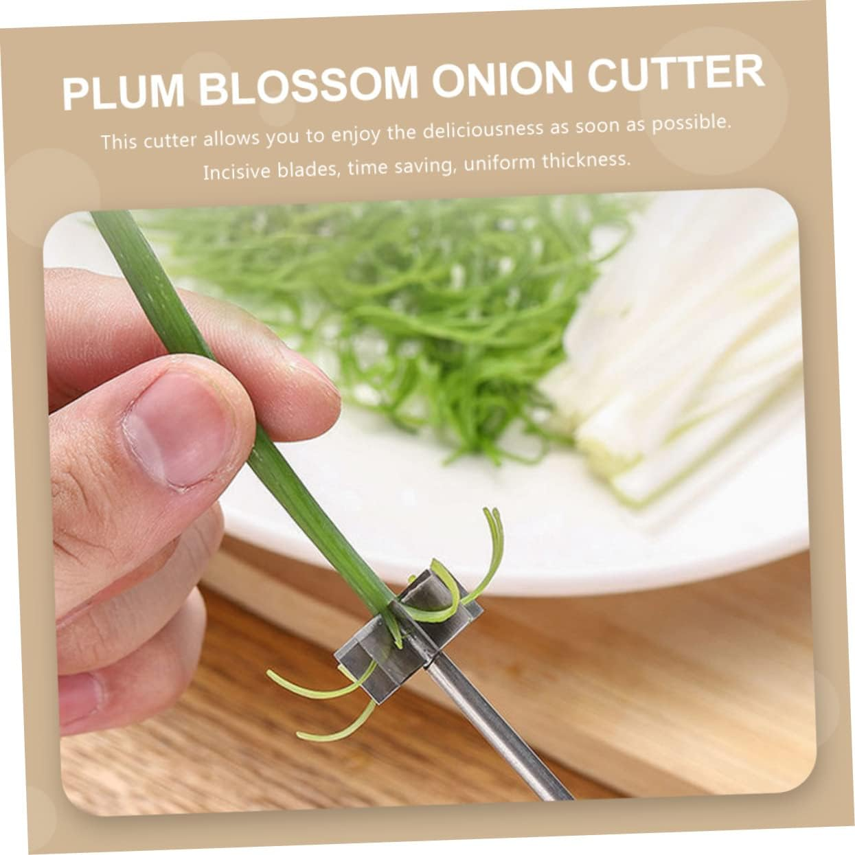 Generic Plum Blossom Onion Cutter and Vegetable Shredder Stainless Steel Kitchen Chopper for Scallions Easy to Use Onion Slicer for Cooking and Meal Prep image number 3