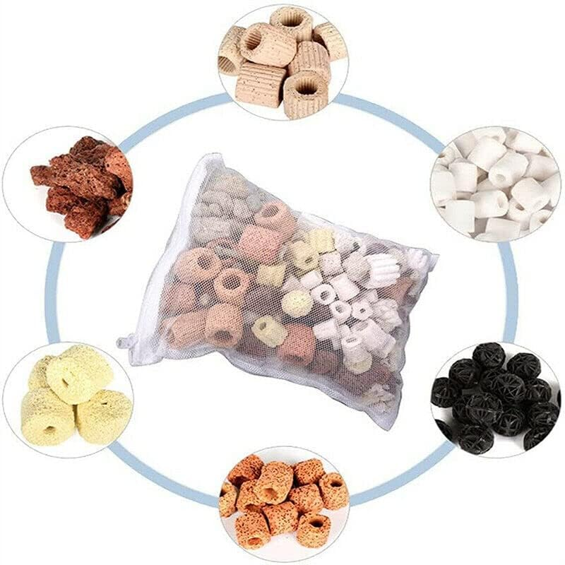 AIMALL 10Pcs Nylon Mesh Zip Net Bag Aquarium Fish Tank Pond Filter Supplies Media Tool for Bio-Balls, Activated Carbon, and Ceramic Media image number 2