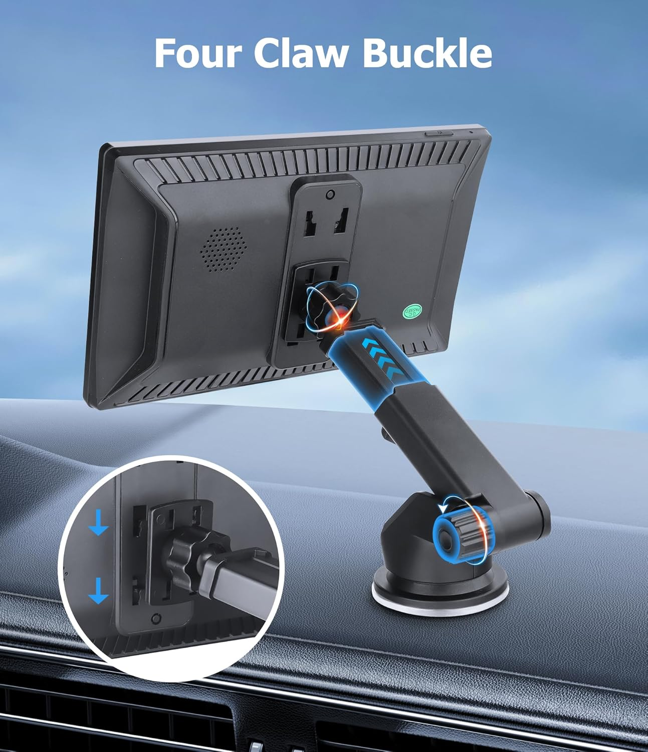 Carplay Mount, Carplay Screen Mount for Carpuride,Car Play Monitor Stand,Universal Dashboard Suction Cup Bracket for Apple Car Play,Portable Stereo Stand,Rear View Backup Camera Monitor Holder image number 4