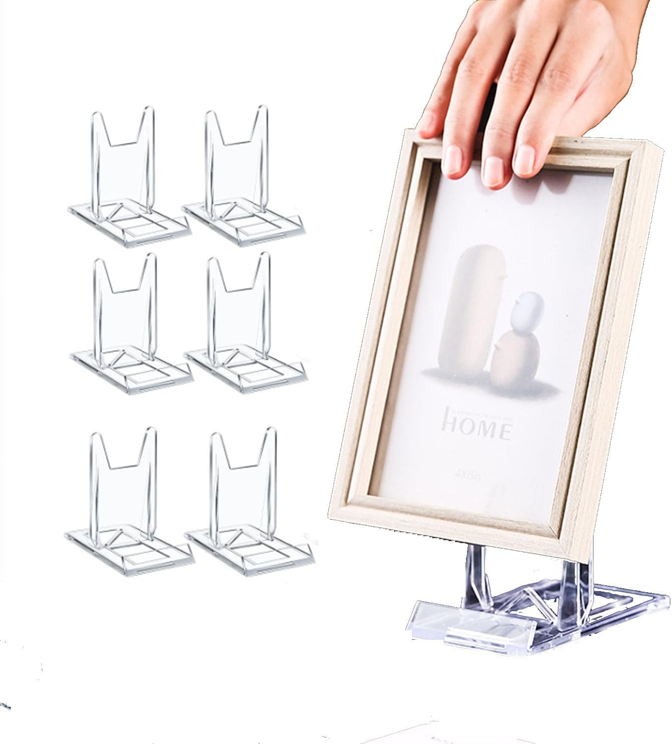 6 Pack Acrylic Book Stand for Display Adjustable Clear Book Display Holder Easel Stand Collector Display Stand for Home Office Back to School Comic Book Album CD Magazine Postcard Picture Artworks image number 6